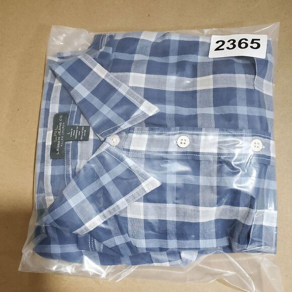 Lauren Ralph Lauren Shirt Womens Large Blue Plaid Regular Fit Casual Button Down - Picture 8 of 8